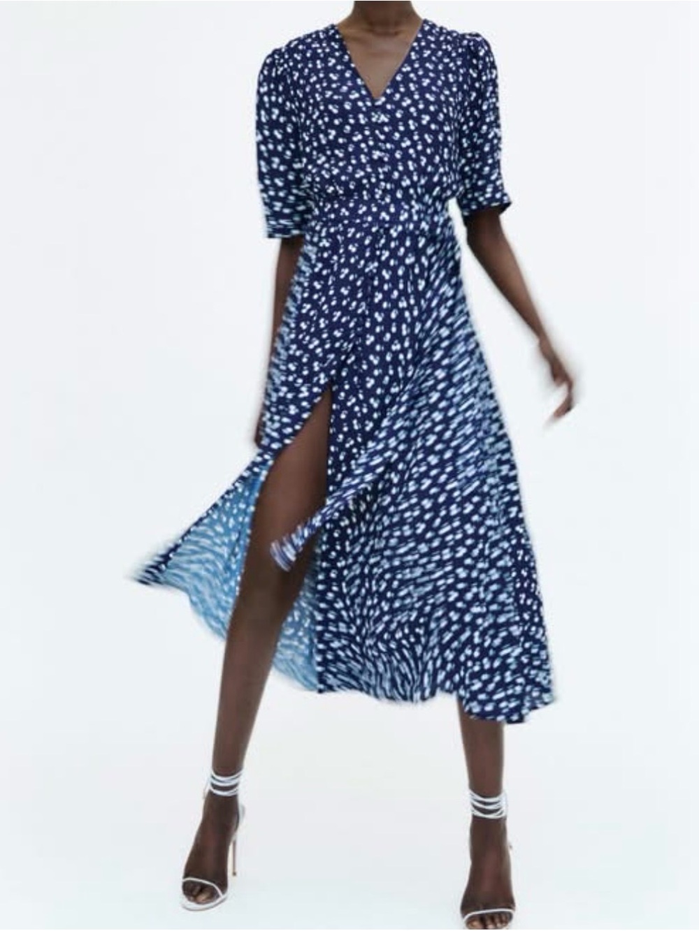G. Goop Navy Blue Cherry Midi Market White Dress size 0